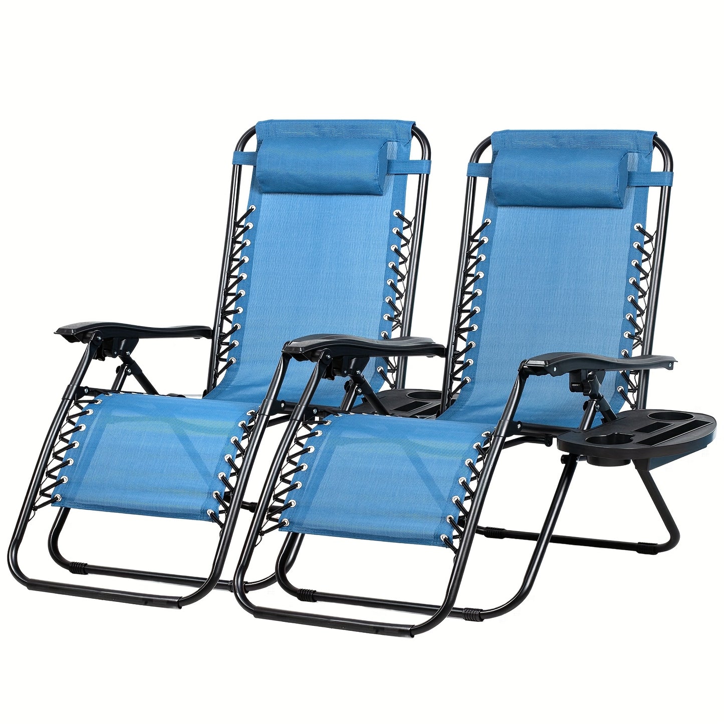 Set Of 2 Adjustable Zero Gravity Recliners With Cup Holders For Patio
