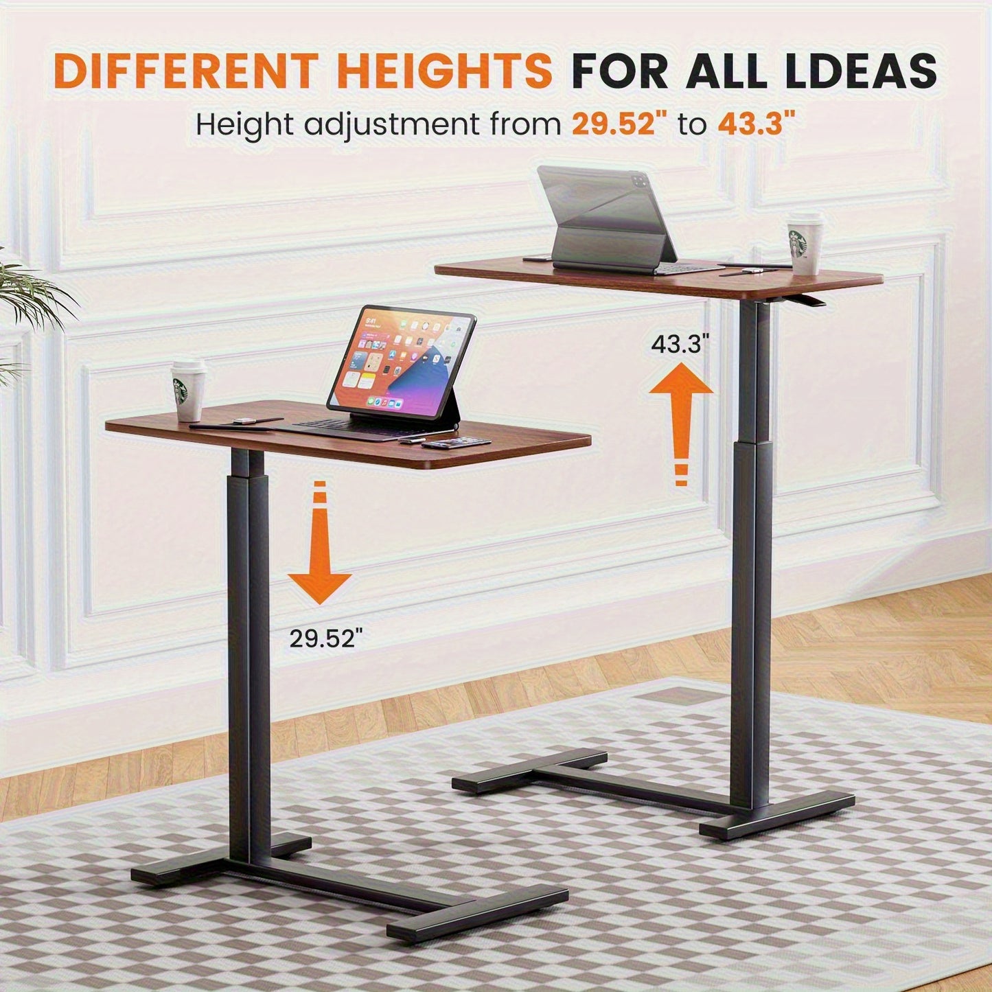 [Durable Adjustable Bed Table] Adjustable Bed Table with Lockable Wheels | Sturdy and Durable for Hospital and Home Healthcare Use
