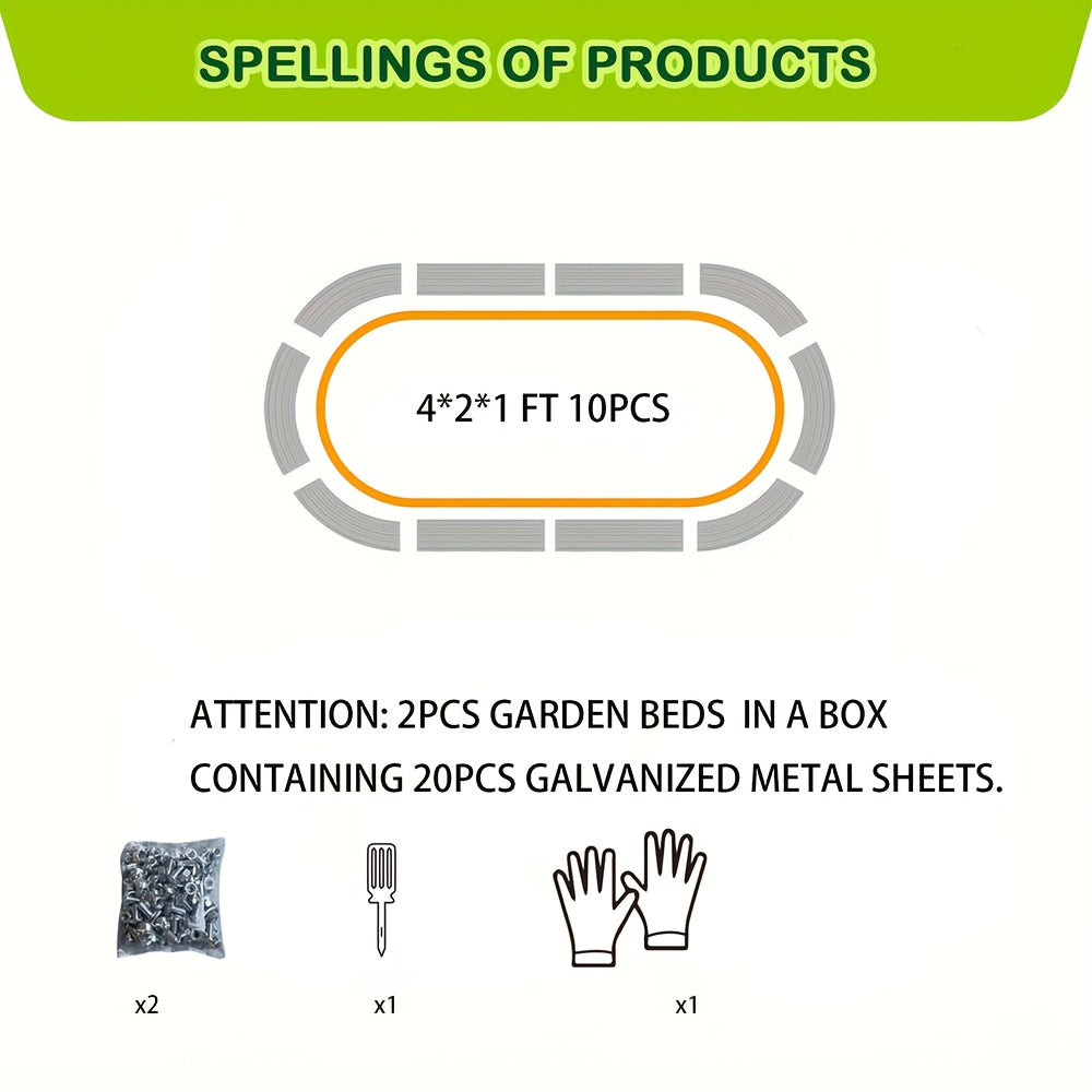 2 Pack Galvanized Raised Garden Bed Kit Oval Planter Boxes For Vegetables