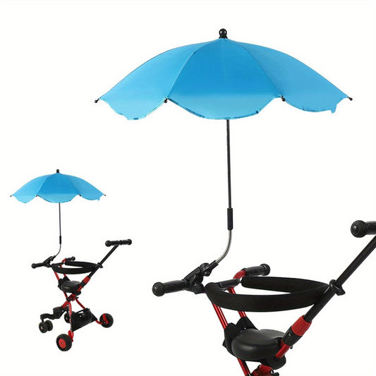 Premium Sunshade, Outdoor Sun Cover, 14-inch Universal Umbrella with Clamps, 360 Degree Adjustable Pushchair Sunshade, Rain or Shine, for Stroller, Bicycle, Wheelchair, Beach Chair
