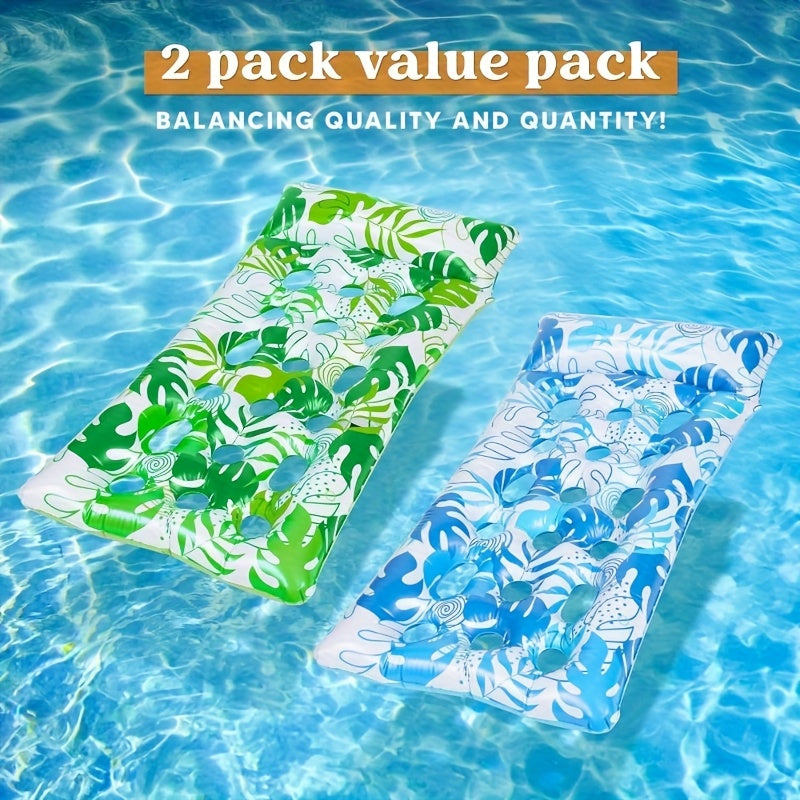 SYNCFUN 2-Pack Inflatable Pool Floats Mat - XL Pool Floaties Adults Size With Headrest, Sun Tanning Raft Lake Beach Swimming Pool Party Balloons Toys Floating Lounge Above Water Keep Cool