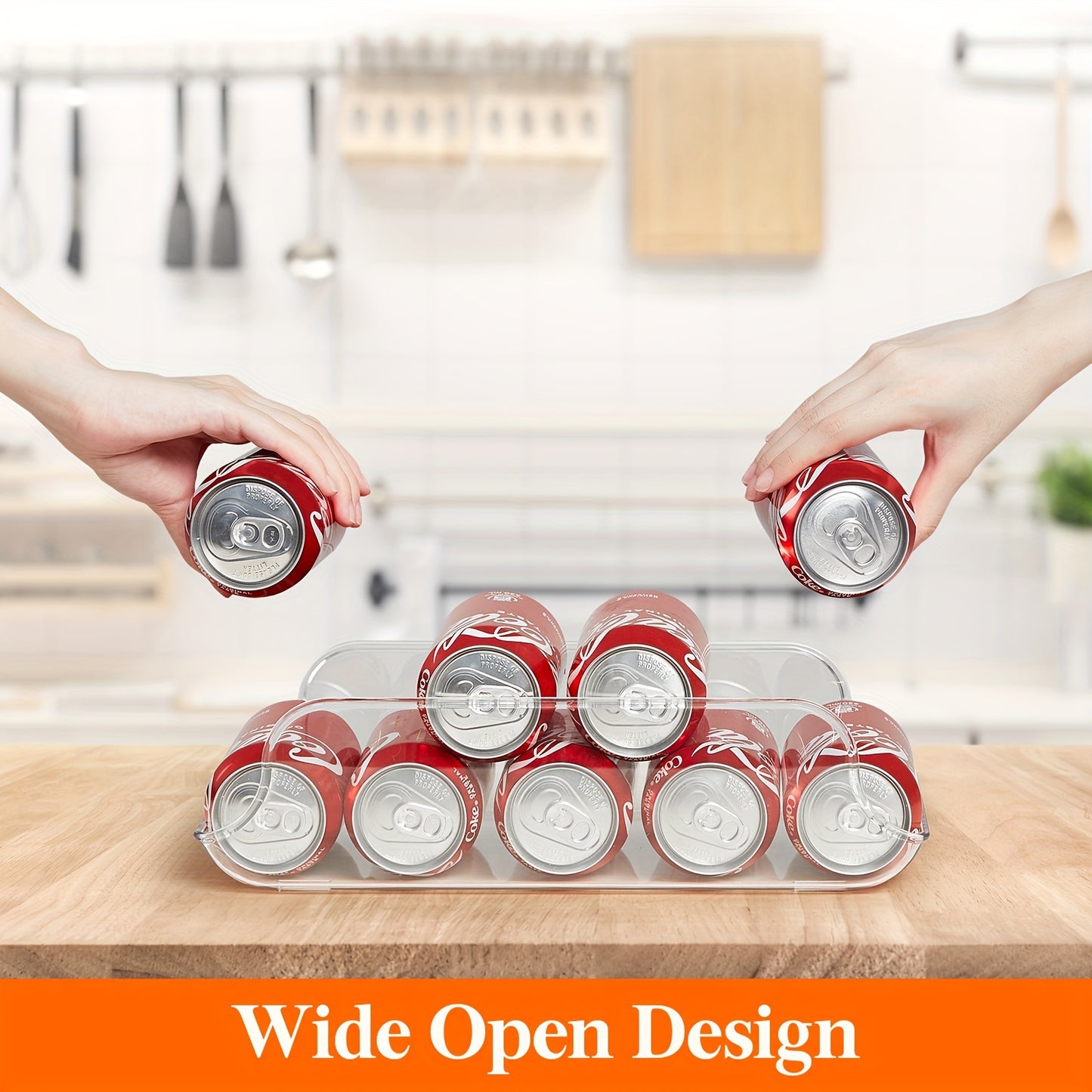 4pcs Clear PET Soda Can Organizer for Fridge & Pantry - BPA-Free, Shatterproof Beverage Holder, Fits 9 Cans Each - Space-Saving Refrigerator Storage Solution for Soda, Beer & More, Easy-Access Design with Anti-Skid Base, Frid