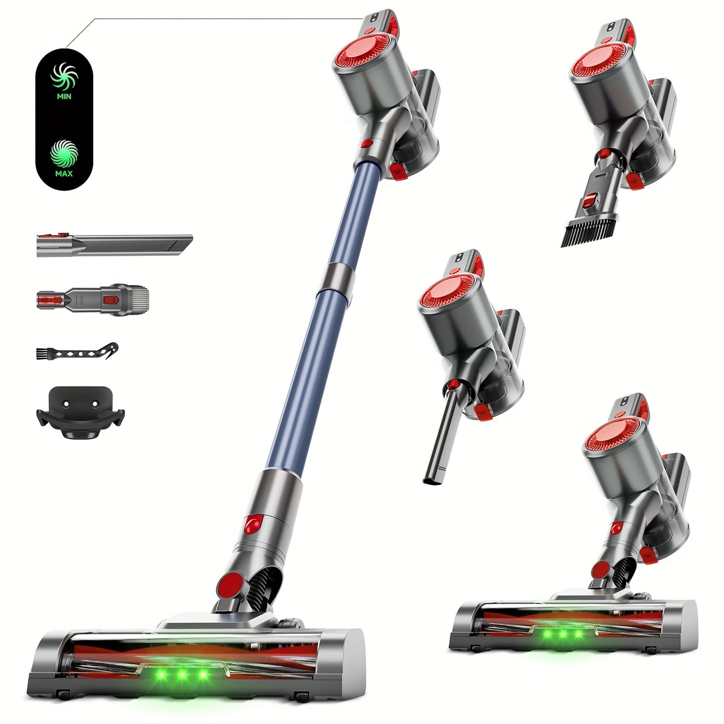 35-45 KPA Cordless Lightweight Vacuum Cleaner With Upgraded Green LED, Anti-tangle Brush, Removable Battery, Multiple Suction Levels, Up To 45 Minutes Of Battery Life, Women's Car Accessories, Vacuum Cleaner For Carpets, Pet