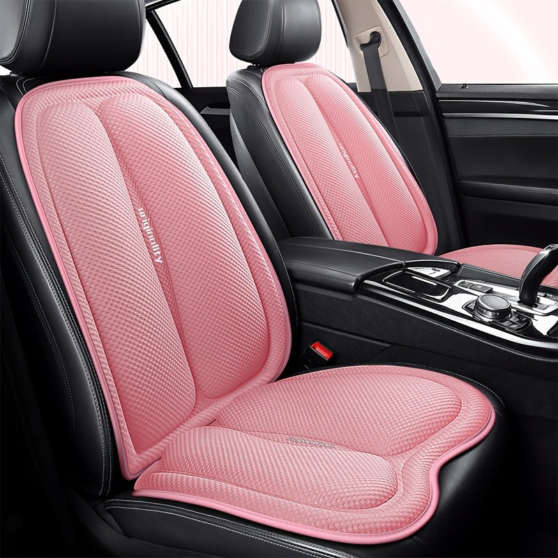 Car Accessories 2-Piece Set, Universal Square Car Seat Cushion + Backrest Pad for All-Season Use – Breathable & Cool in Autumn/Warming Winter Comfort Design. Easy to Install Multi-Layered Space Patterns, Perfect