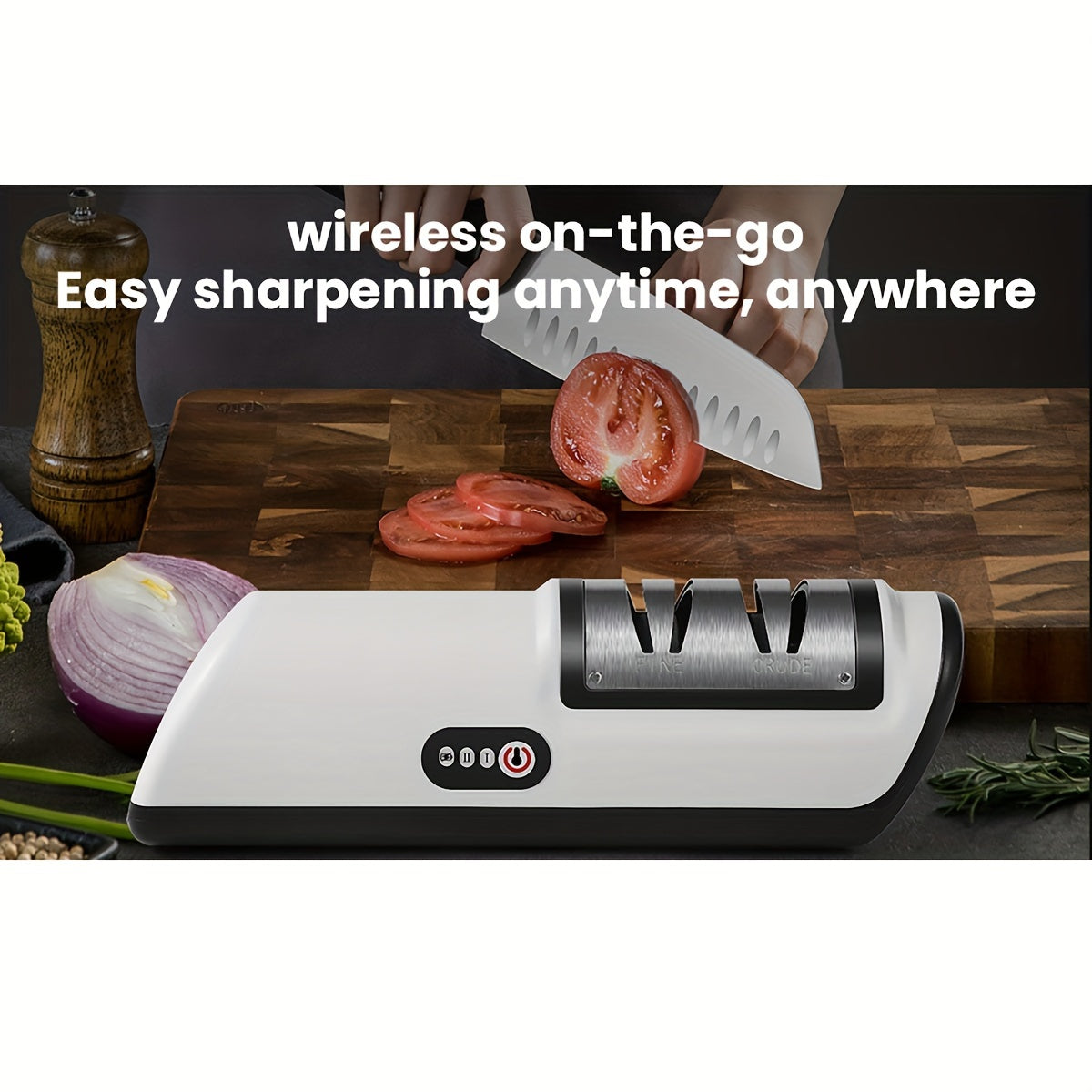 Professional USB Rechargeable Electric Knife Sharpener, 2-Stages Knife Sharpeners 20-Degree Straight Edge, for Kitchen Knives Sharpening and Polishing, Fit for chef knives, slicing knives, santoku knives, paring knives pocket