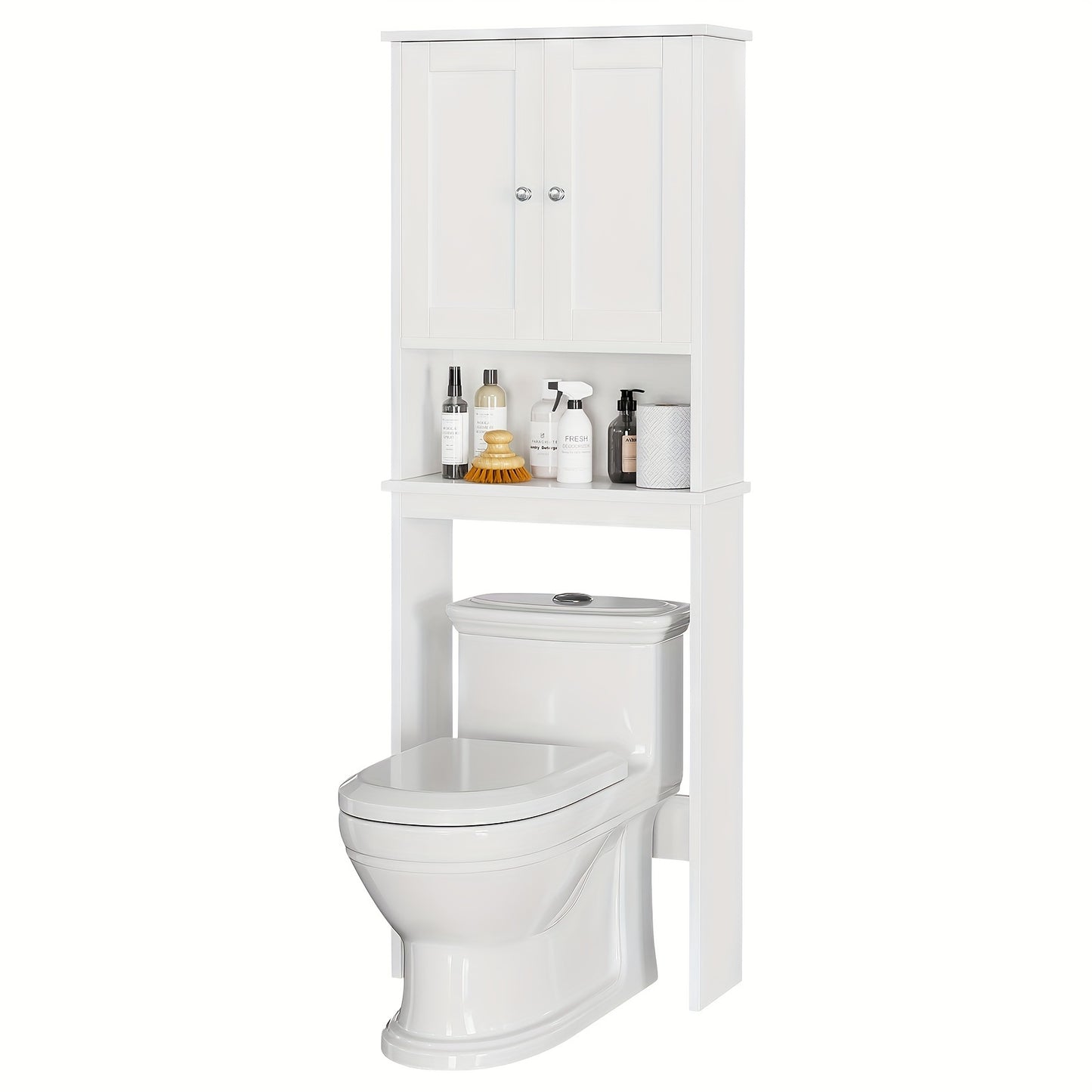 JY QAQA Over The Toilet Storage Cabinet White Space Saver With Adjustable Shelf