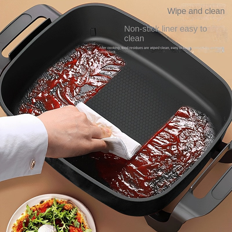 Nonstick Ceramic Electric Pot Aluminum Body With Glass Lid 1500W 110V Plug