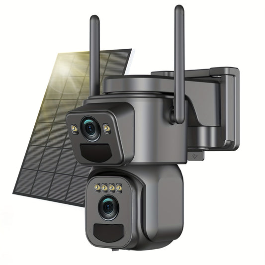 IP66 Waterproof Solar CCTV Camera 2K 10X Zoom 360 Degree Spotlight