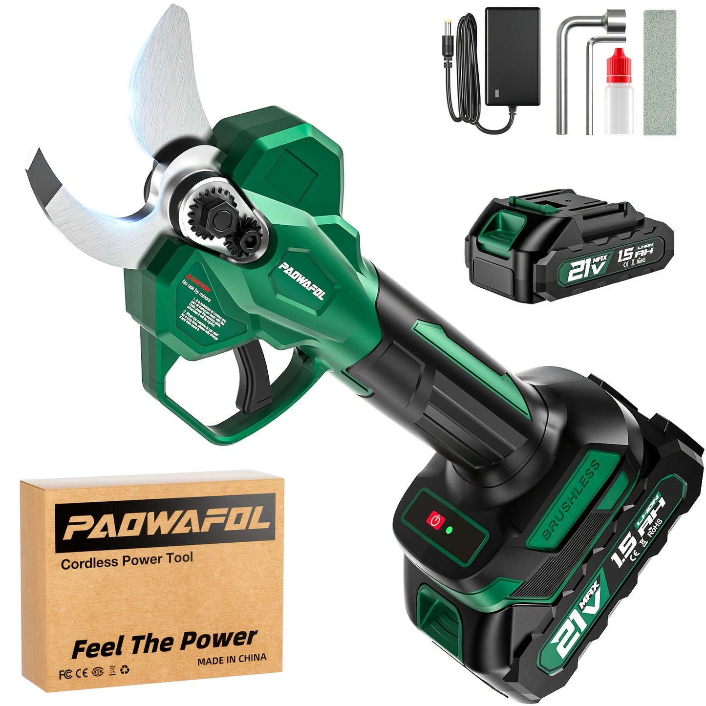 Cordless Electric Pruning Shears With 2 Rechargeable Batteries 41mm Cutting