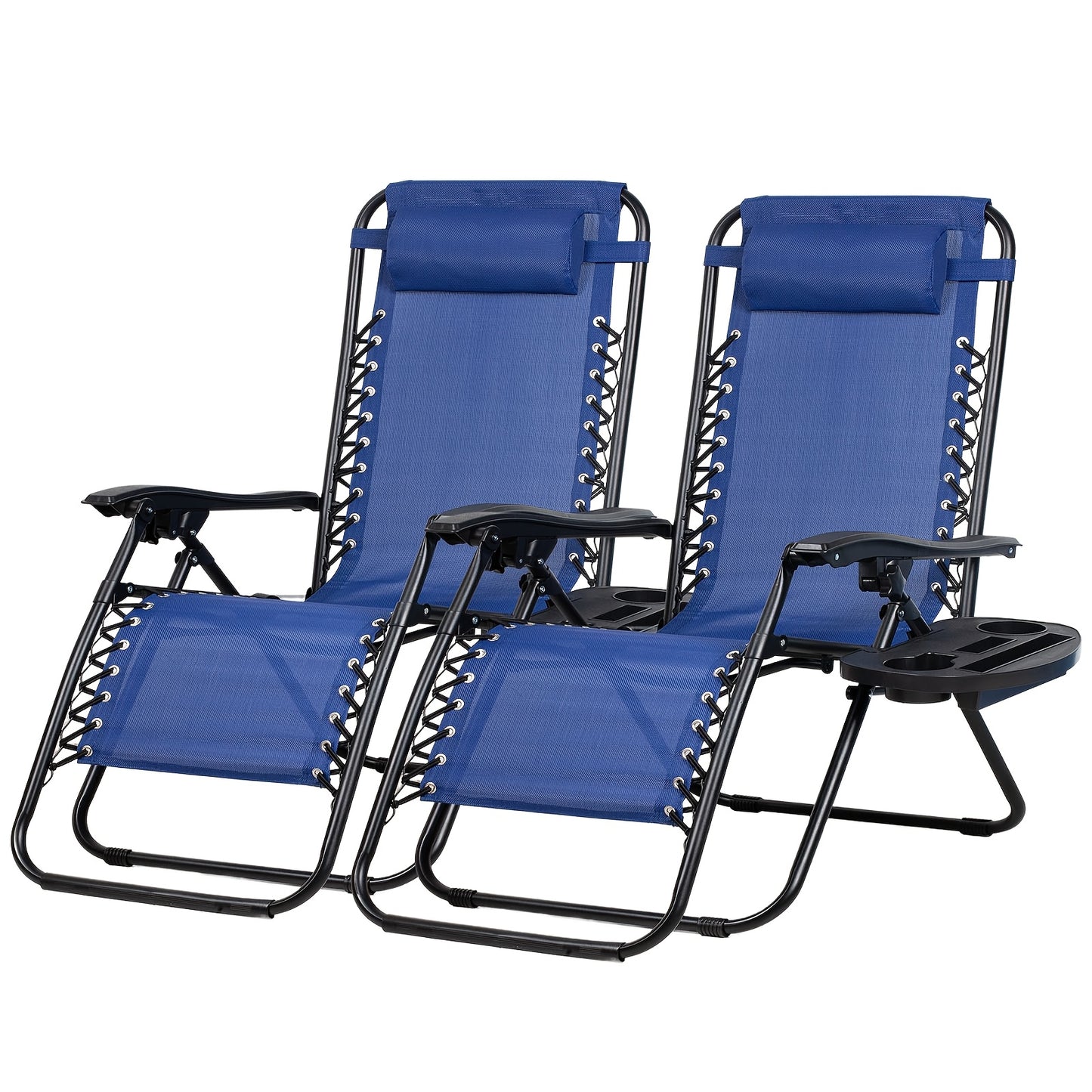 Set Of 2 Adjustable Zero Gravity Recliners With Cup Holders For Patio