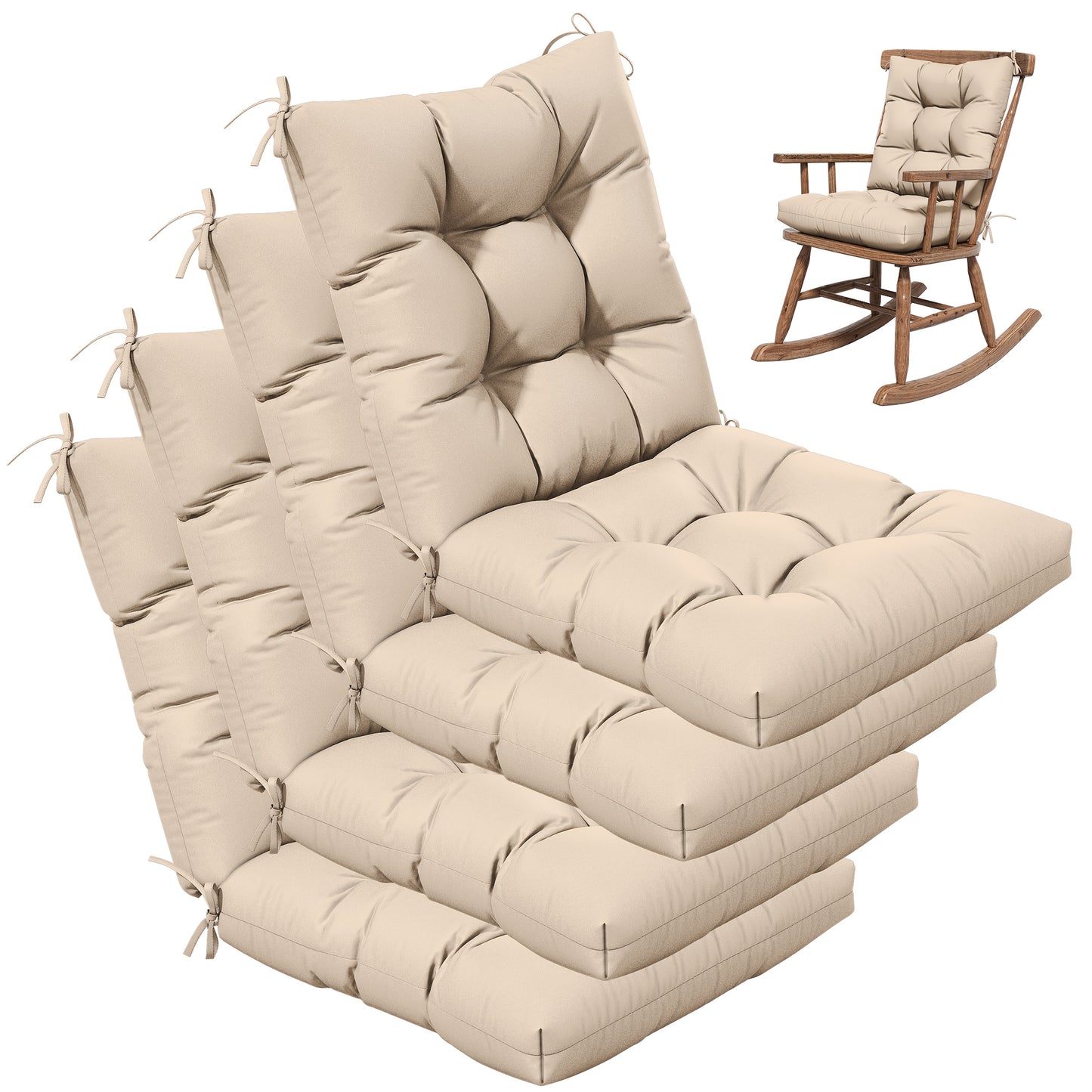 Set of 4 Outdoor Swing Cushions 22.5x22.5 Inches Waterproof All Season