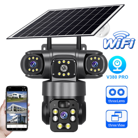 WiFi Solar Security Camera Outdoor 360 PTZ Color Night Vision AI Human Detection