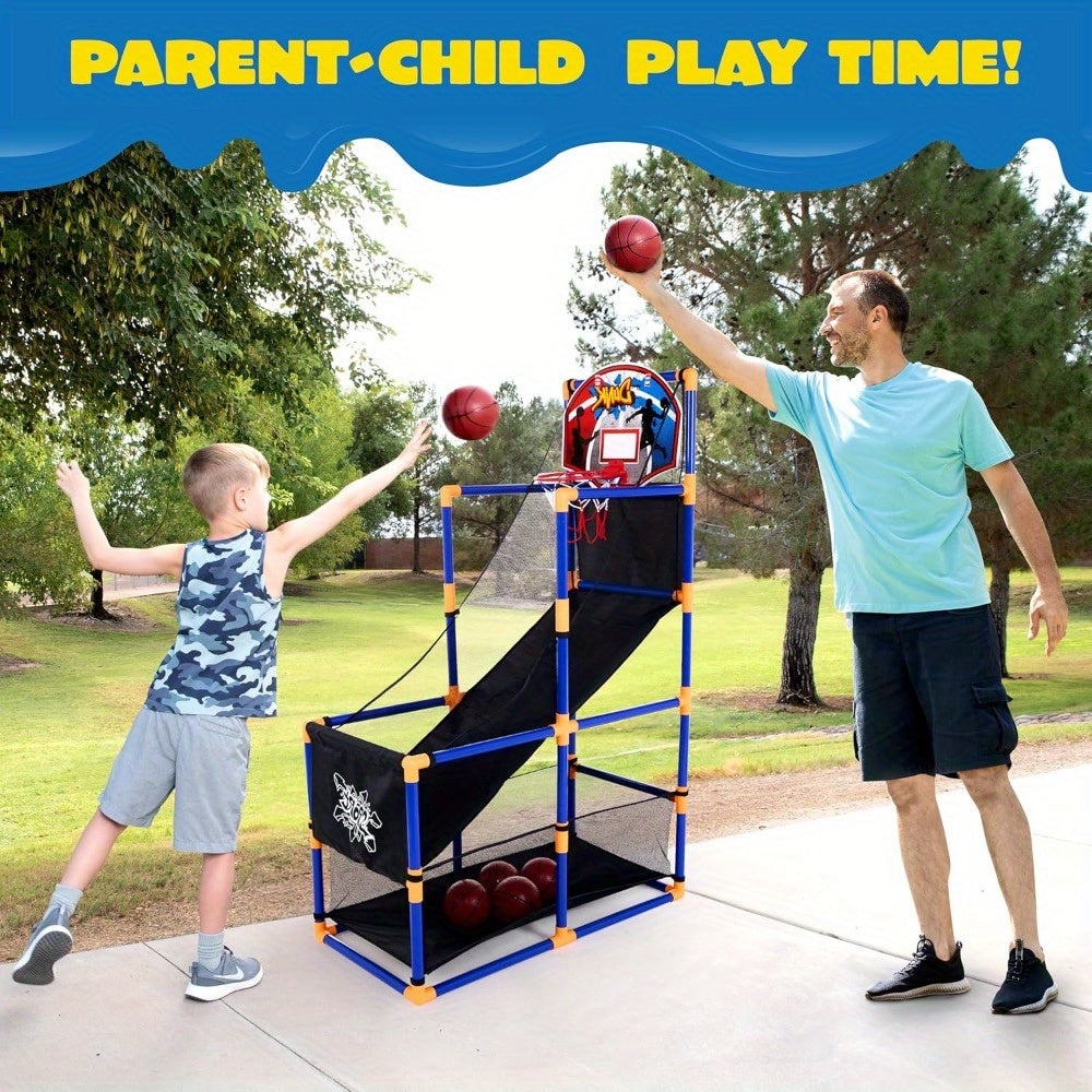 Arcade Basketball Set With 4 Balls And Hoop Air Pump Kids