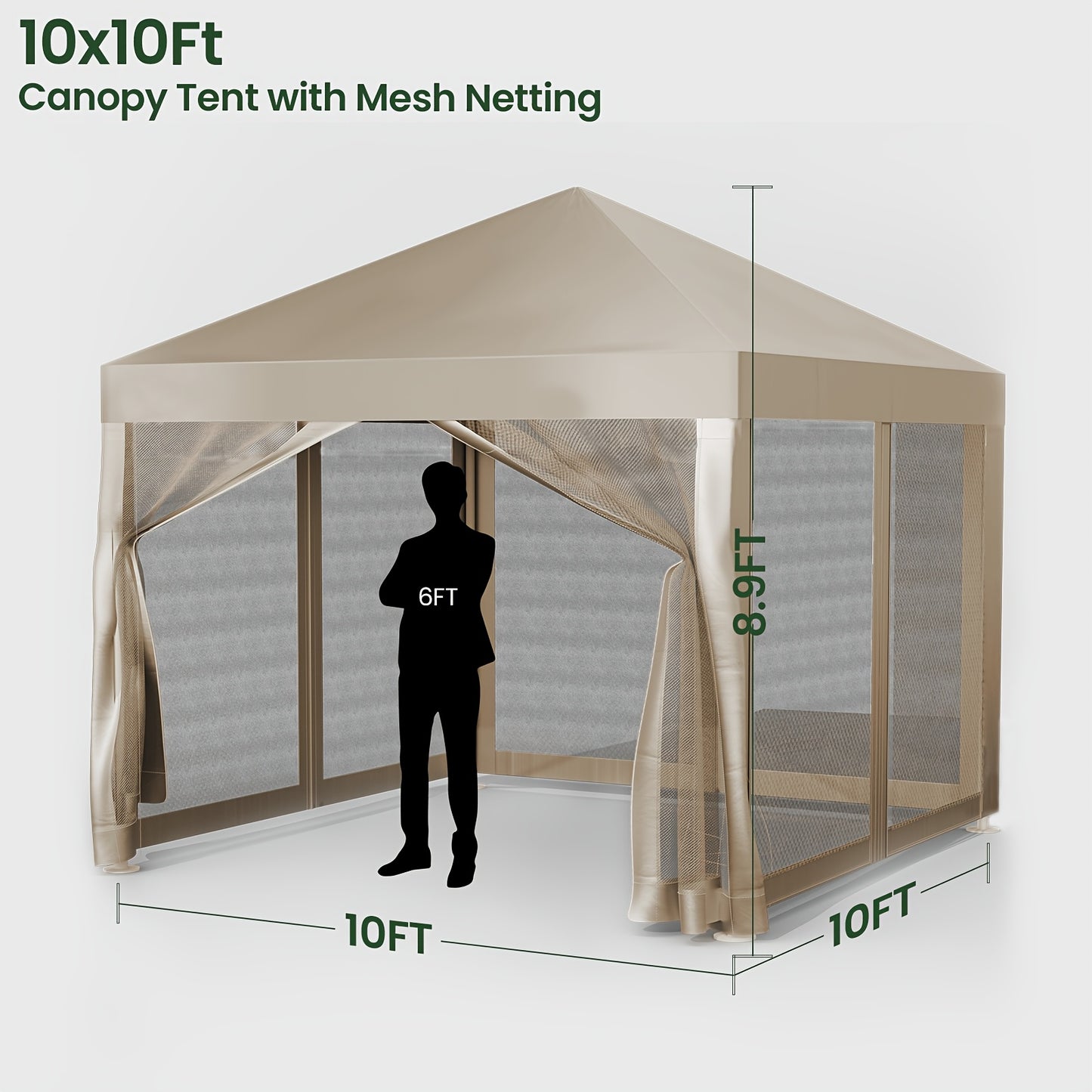 ECOLINEAR 10 By 10 Portable Screen House Canopy With Mosquito Netting For Patio