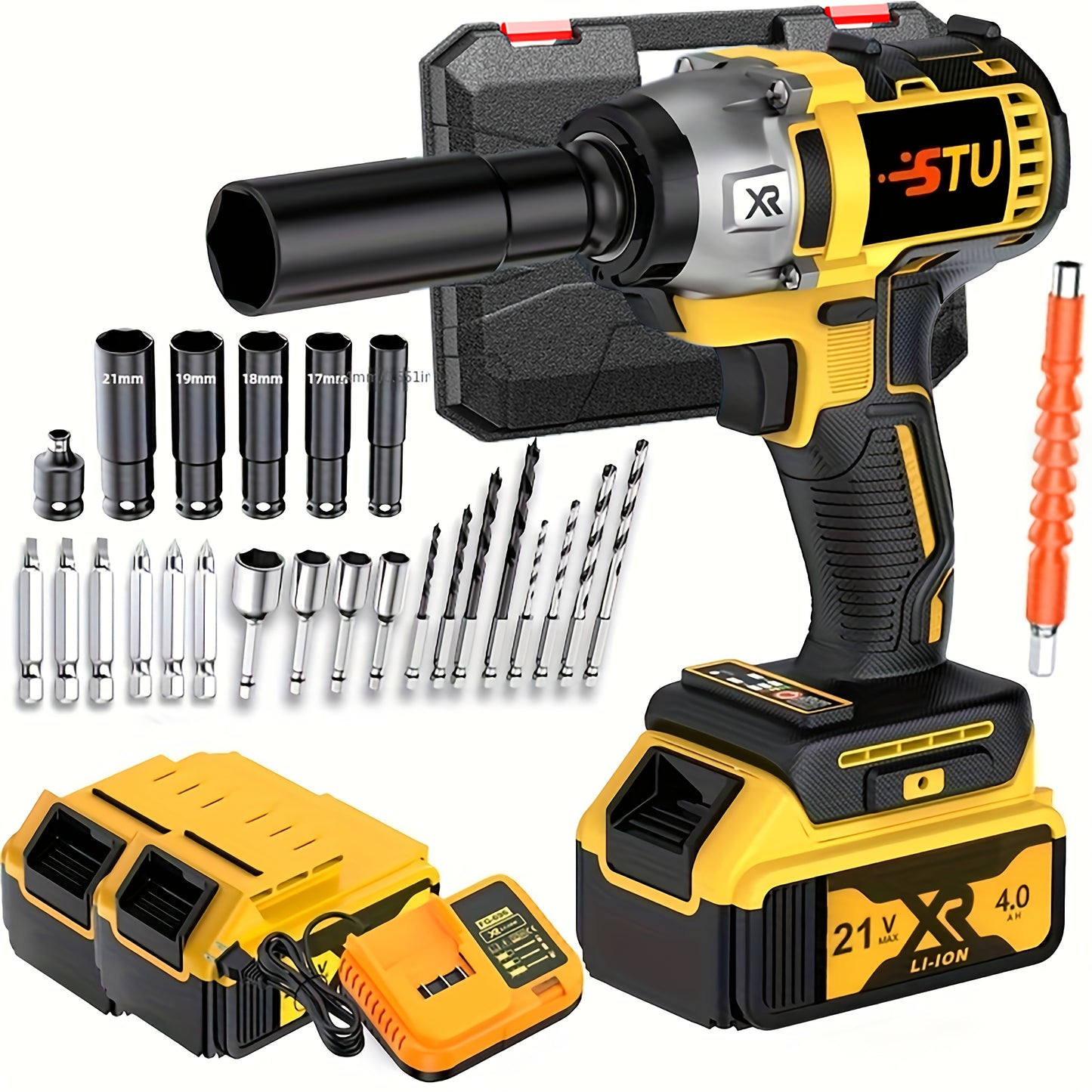 21V Wireless Impact Wrench High Torque Kit With 4000mAh Battery
