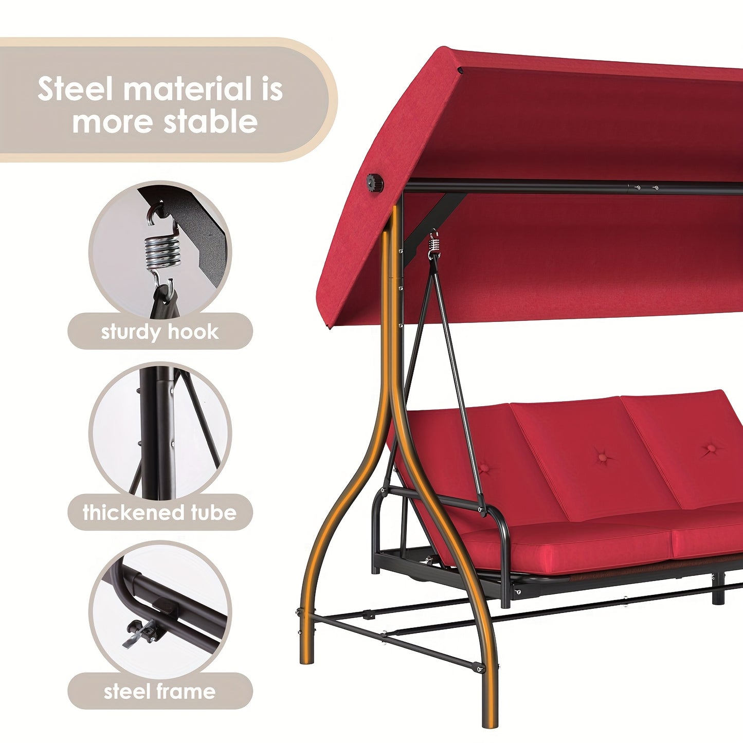 Three Person Outdoor Glider Swing Hammock With Canopy