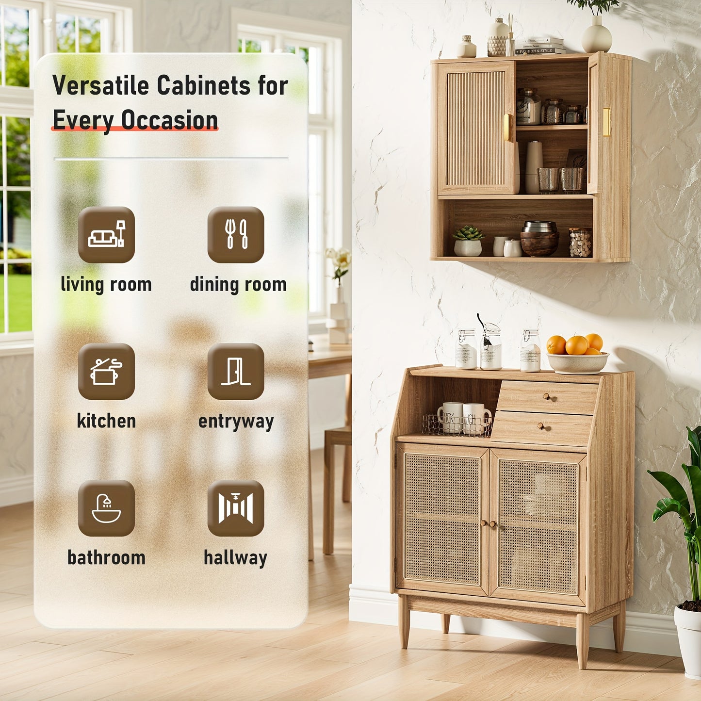 Natural Oak Wood Doors Over Toilet Storage Cabinet With Adjustable Shelves