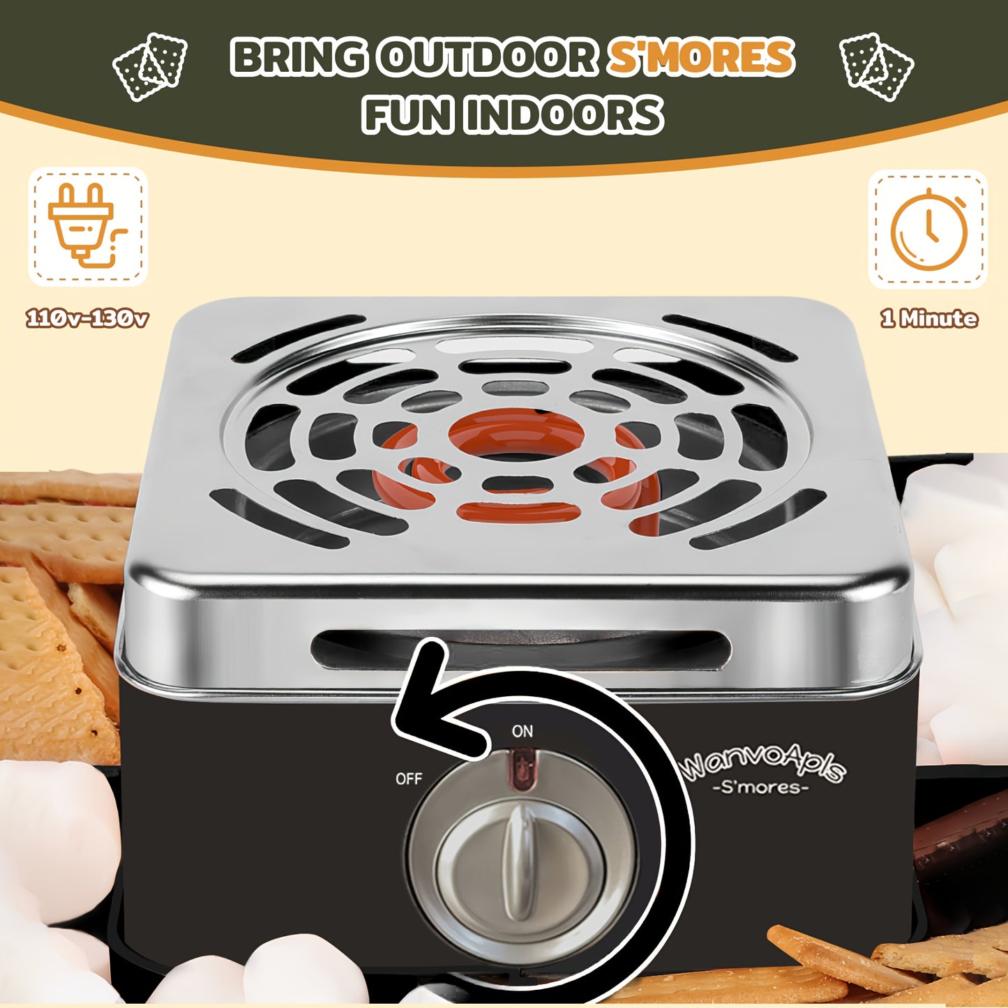 WANVOAPLS Electric Smores Maker Indoor Flameless Roaster