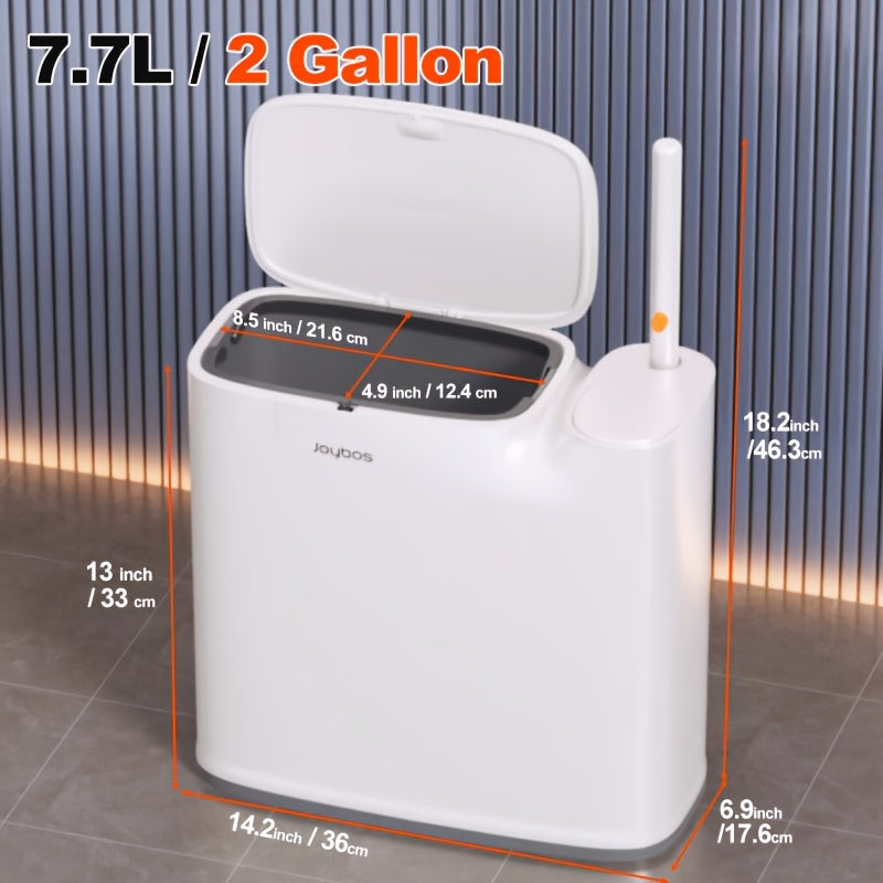 2 In 1 Trash Can With Toilet Brush Holder Bathroom Plastic Floor Mount JOYBOS