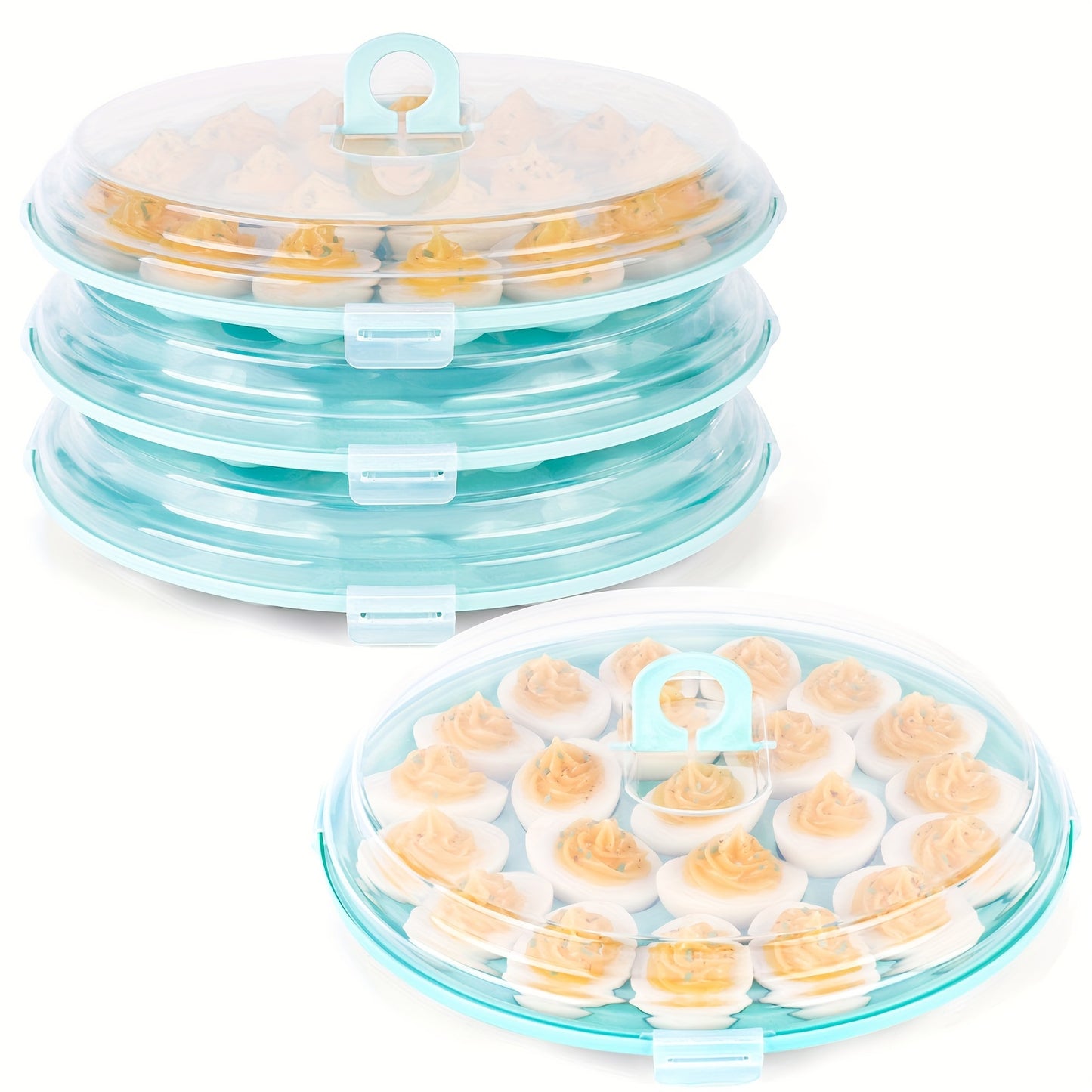 3pcs Deviled Egg Trays, Brown 11.8 Inch Plastic Egg Platters With Lid, Portable Egg Containers With 66 Slots/45Slots, Mother'S Day Gift, For Kitchen, Easter, Wedding, Valentine'S Day, Holiday Parties, Birthday Parties, Outdoo