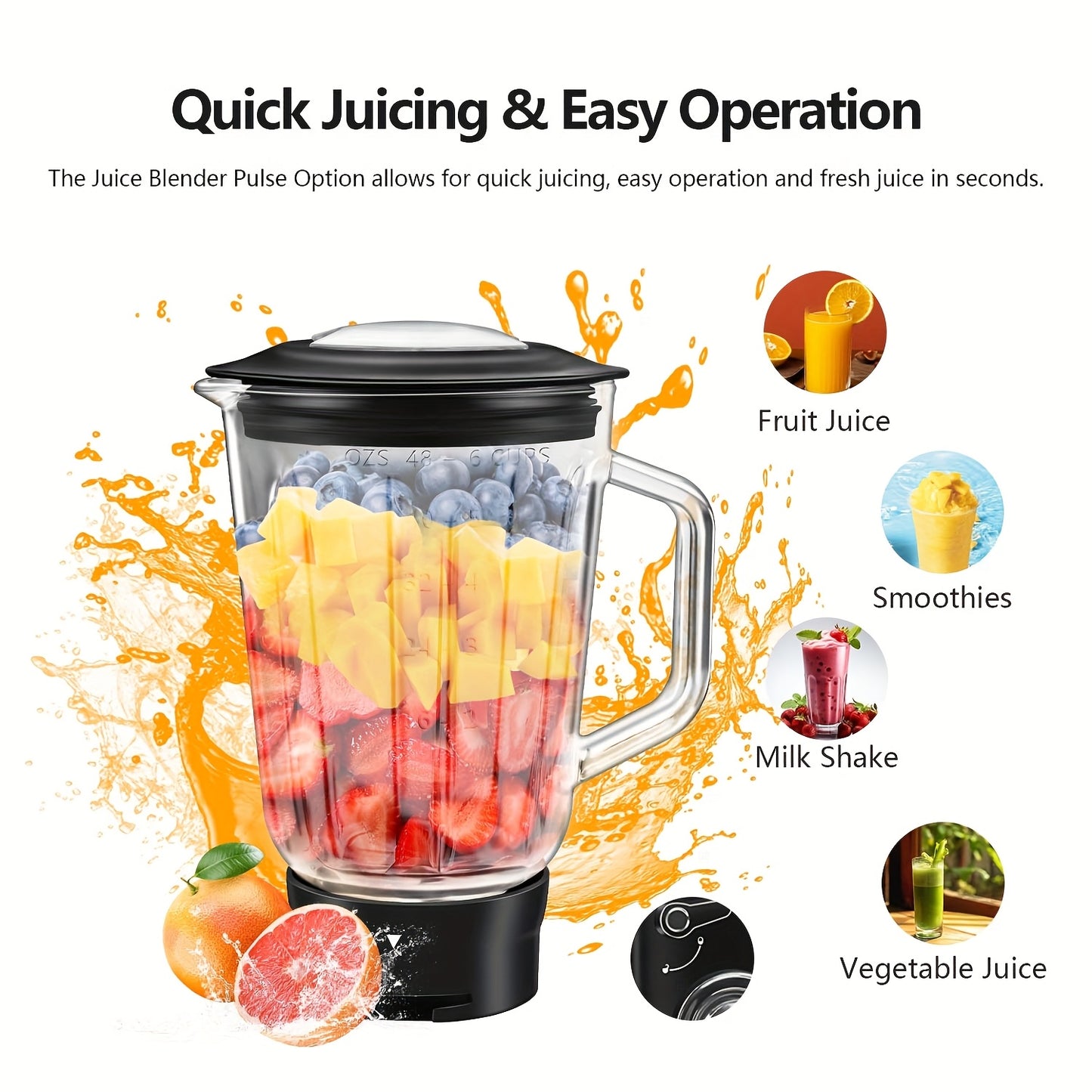 6-in-1 Electric Vertical Mixer, 400W 6-speed with Pulse Button, Accessories with 6.3QT Stainless Steel Bowl, Mixer, Dough Hook, Egg Beater, Spatula, Juicer Accessories, Meat Grinder Accessories and Noodle Pressing Accessories