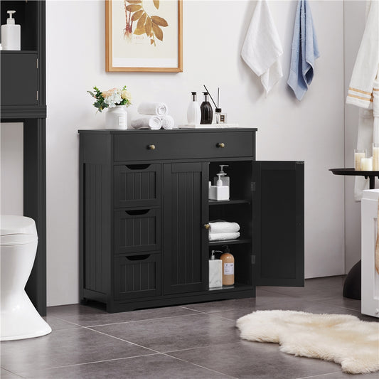 Costoffs Bathroom Storage Cabinet With 4 Drawers And 2 Doors Moisture Resistant
