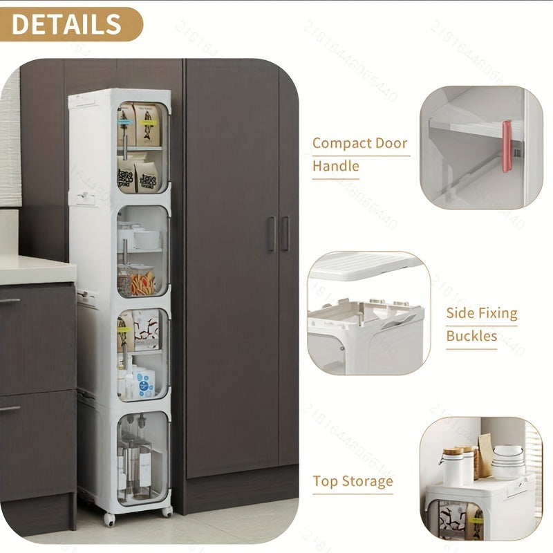 Three Quarter Tier Tall Narrow Plastic Storage Cabinet With Adjustable Shelves