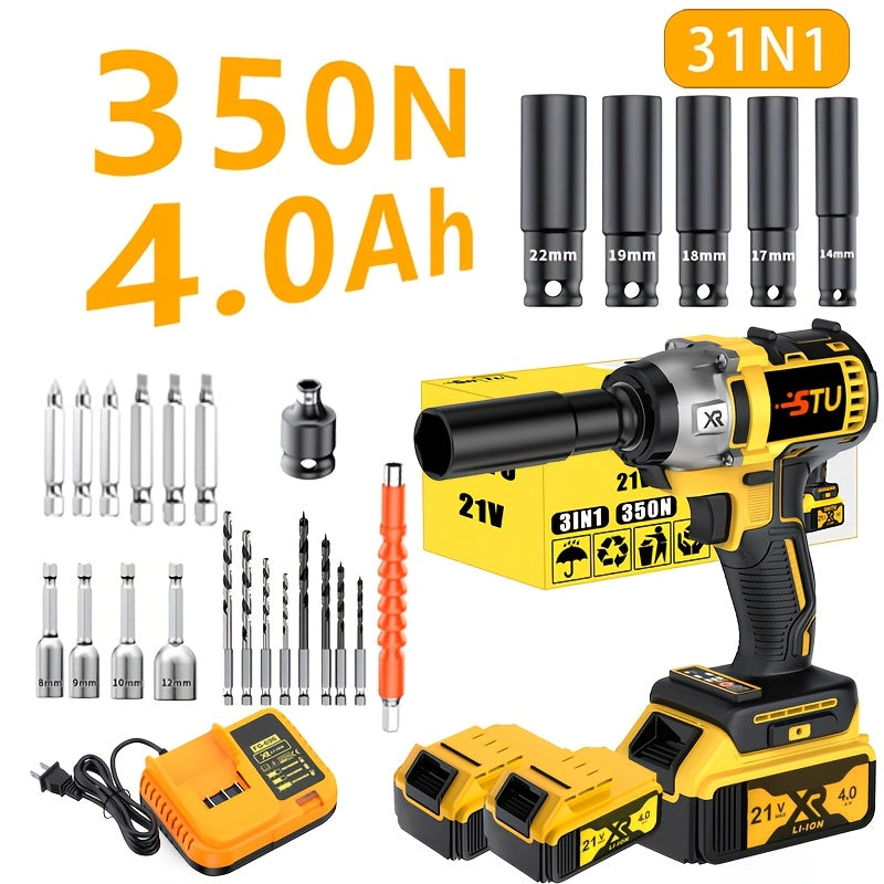 21V Electric Impact Wrench Heavy Duty Cordless Lithium Battery Tool Fast Charger