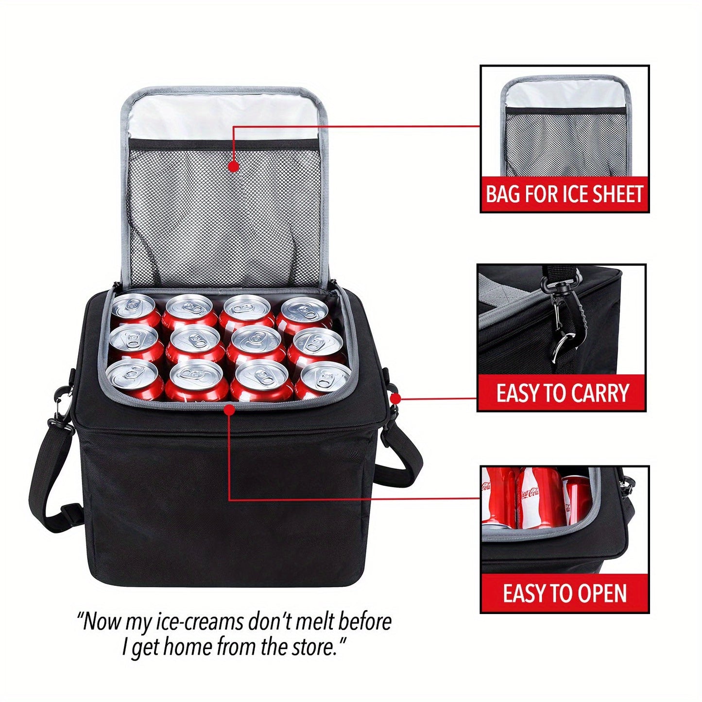 [5-in-1 Car Trunk Organizer] 5-in-1 Collapsible Car Trunk Organizer with Insulated Leak Proof Cooler Bag, 3 Compartments SUV Cargo Organizer Removable Dividers, Foldable Lid and 2 Tie-Down Straps