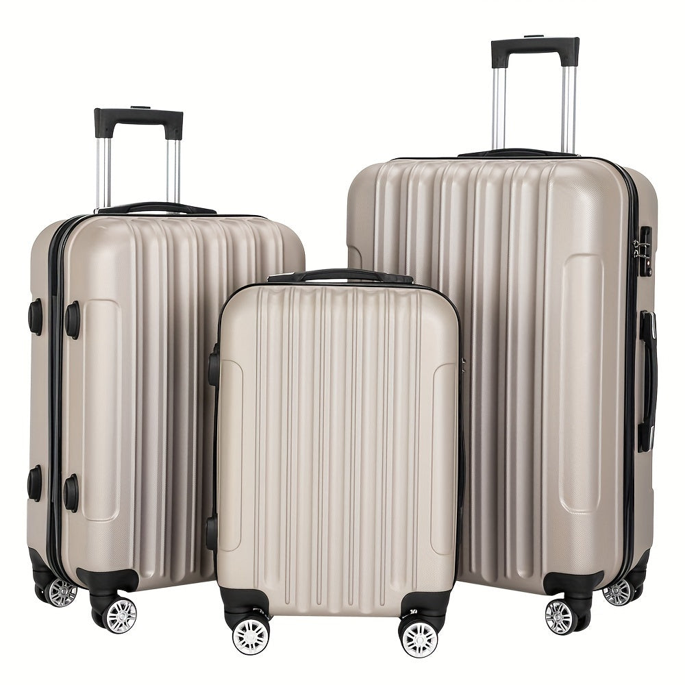 ABS Luggage 3 Hardshell Set With 20 24 28 Inch Aluminum Handle Spinner TSA Lock