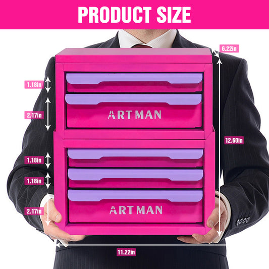 Drawer Style Desktop Storage Box Office Organizer Rose Red Purple Color