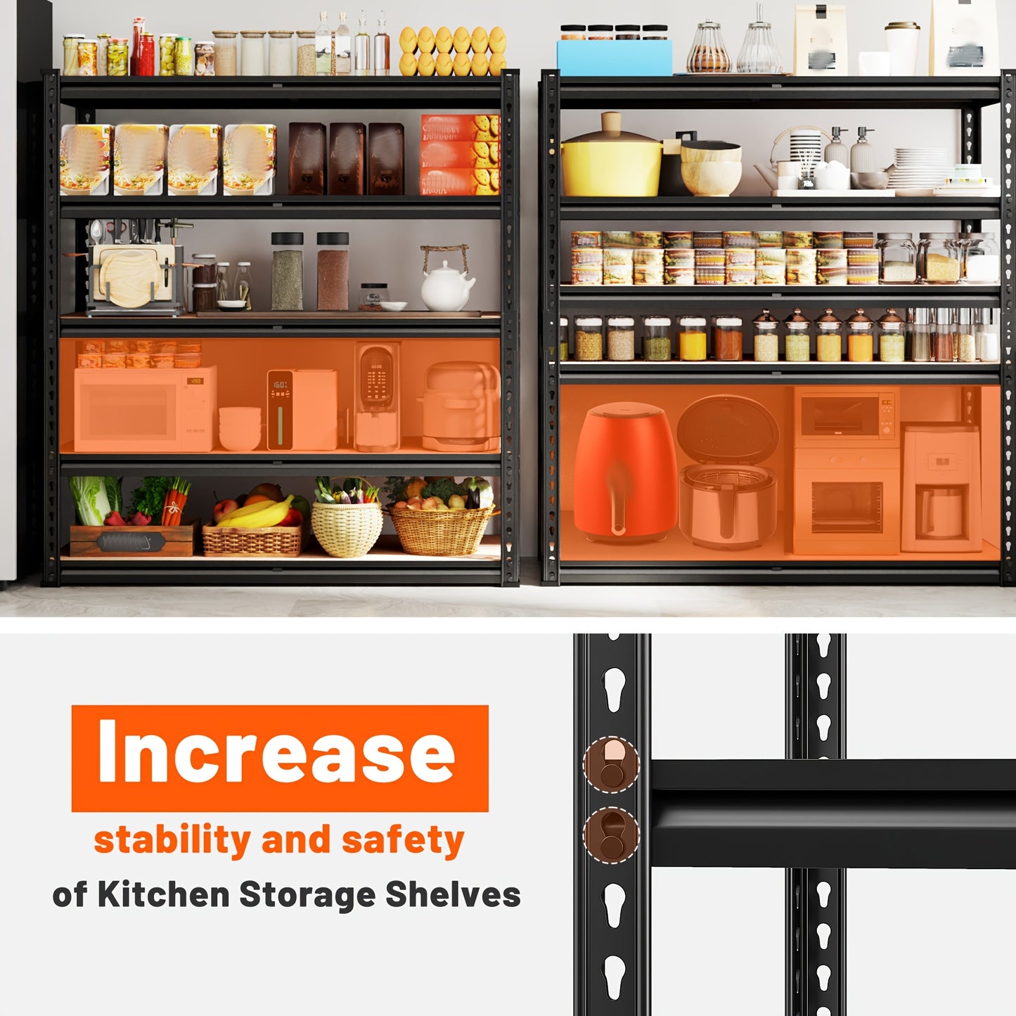 Heavy Duty 5 Tier Metal Shelves - 72 H 2000LBS Capacity