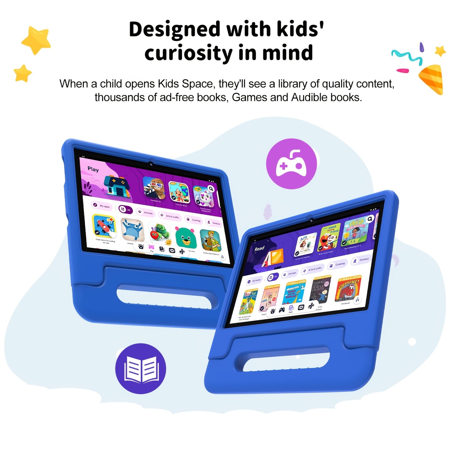 Android 13 Tablet, 10.1-inch Kids Tablet, 1280*800, 4GB(2GB+2GB Expandable) ROM, 32GB RAM, WiFi, 5000mAh, Dual Camera, Parental Controls, Preloaded Apps, Games, Learning Education Tablet with Case, Tablet PC, Eye-Protection,