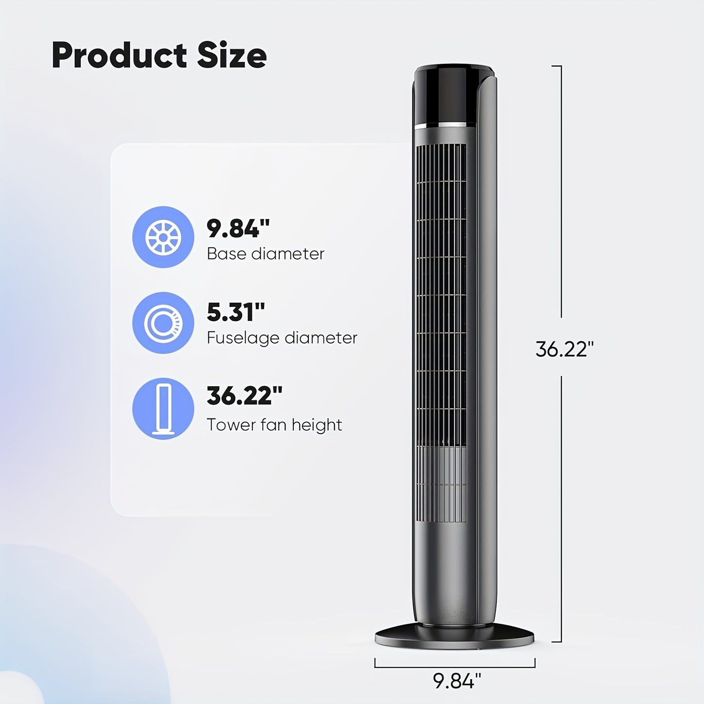 36 Inch Bladeless Oscillating Tower Fan with Remote Control, 5 Speeds 4 Modes, Ultra Quiet 28dB, 12H Timer, Portable Floor Fan for Home Bedroom Office