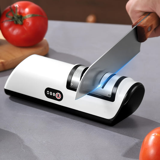 Professional USB Rechargeable Electric Knife Sharpener, 2-Stages Knife Sharpeners 20-Degree Straight Edge, for Kitchen Knives Sharpening and Polishing, Fit for chef knives, slicing knives, santoku knives, paring knives pocket