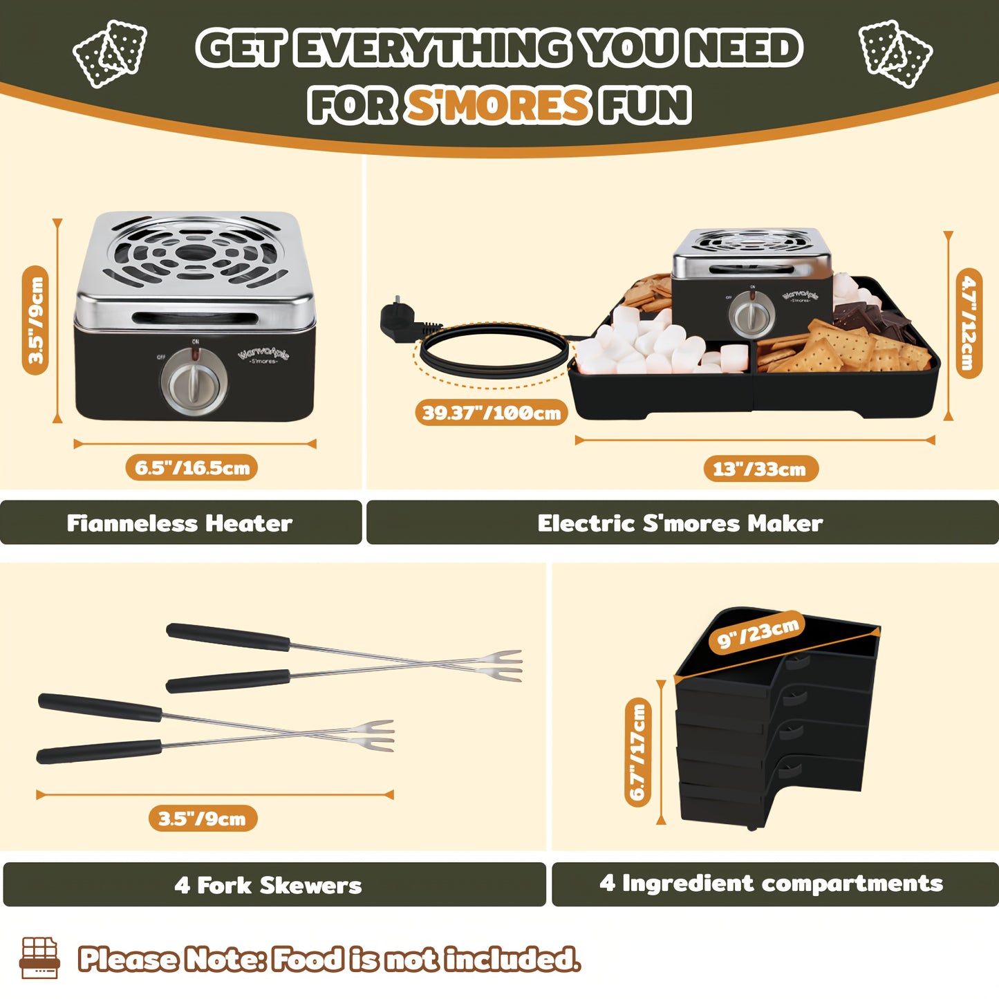 WANVOAPLS Electric Smores Maker Indoor Flameless Roaster