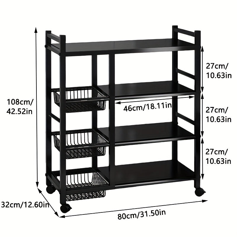 Wheeled Adjustable Storage Rack With Wire Bins For Garage