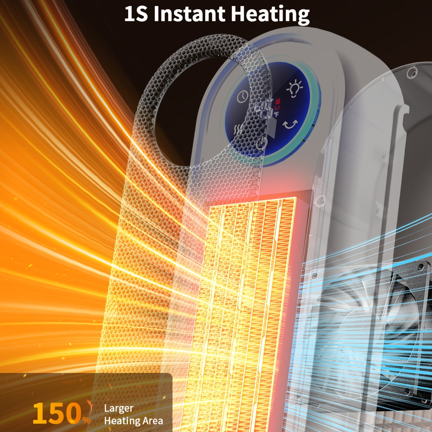 1500W Portable Space Heater with Remote Control Digital Display and Touch Button