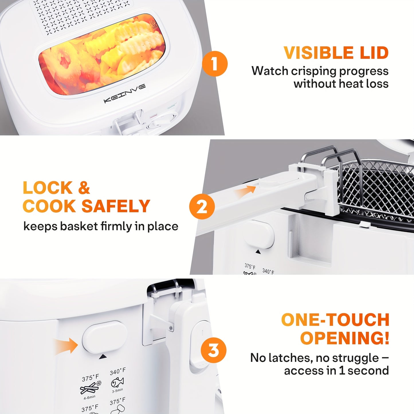 1500W Electric Deep Fryer With Adjustable Temp Control