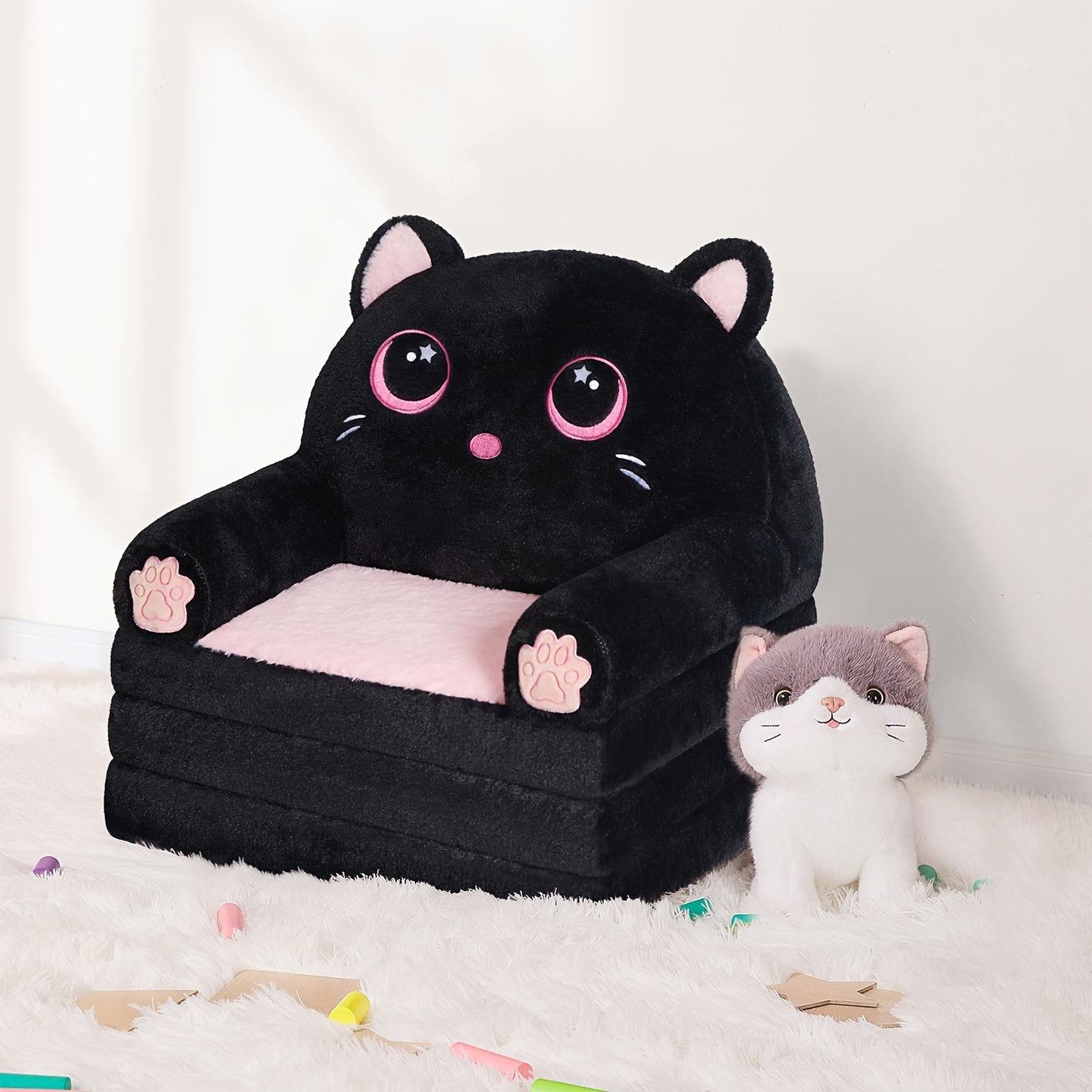 Foldable Multifunctional Sofa Comfortable Teenager Foldable Sofa With Pillow - Plush, Washable Lounge Chair For Playrooms And Kids Rooms Polyester/Memory Foam