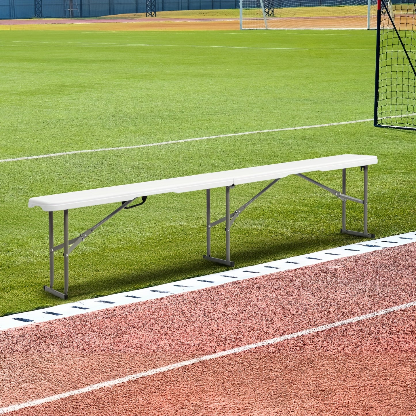 6-Foot Plastic Folding Table Portable For Picnics And Events White Iron Frame
