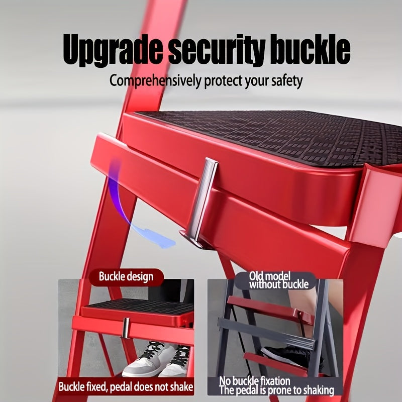 Foldable Footstool Ladder 3 Steps 400 Lb Capacity Non Slip Pedals