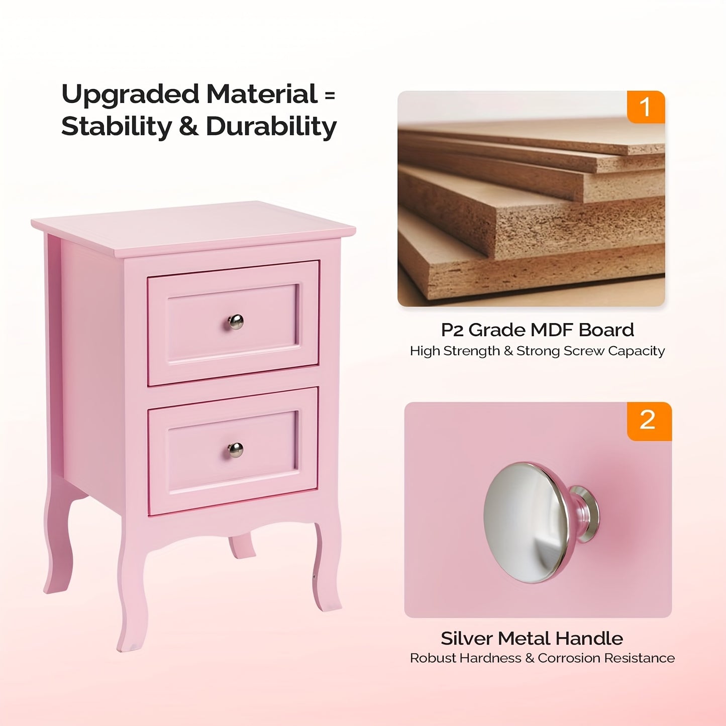 Bonnlo Compact Nightstand With Drawer White Space Saving Bedside Table MDF