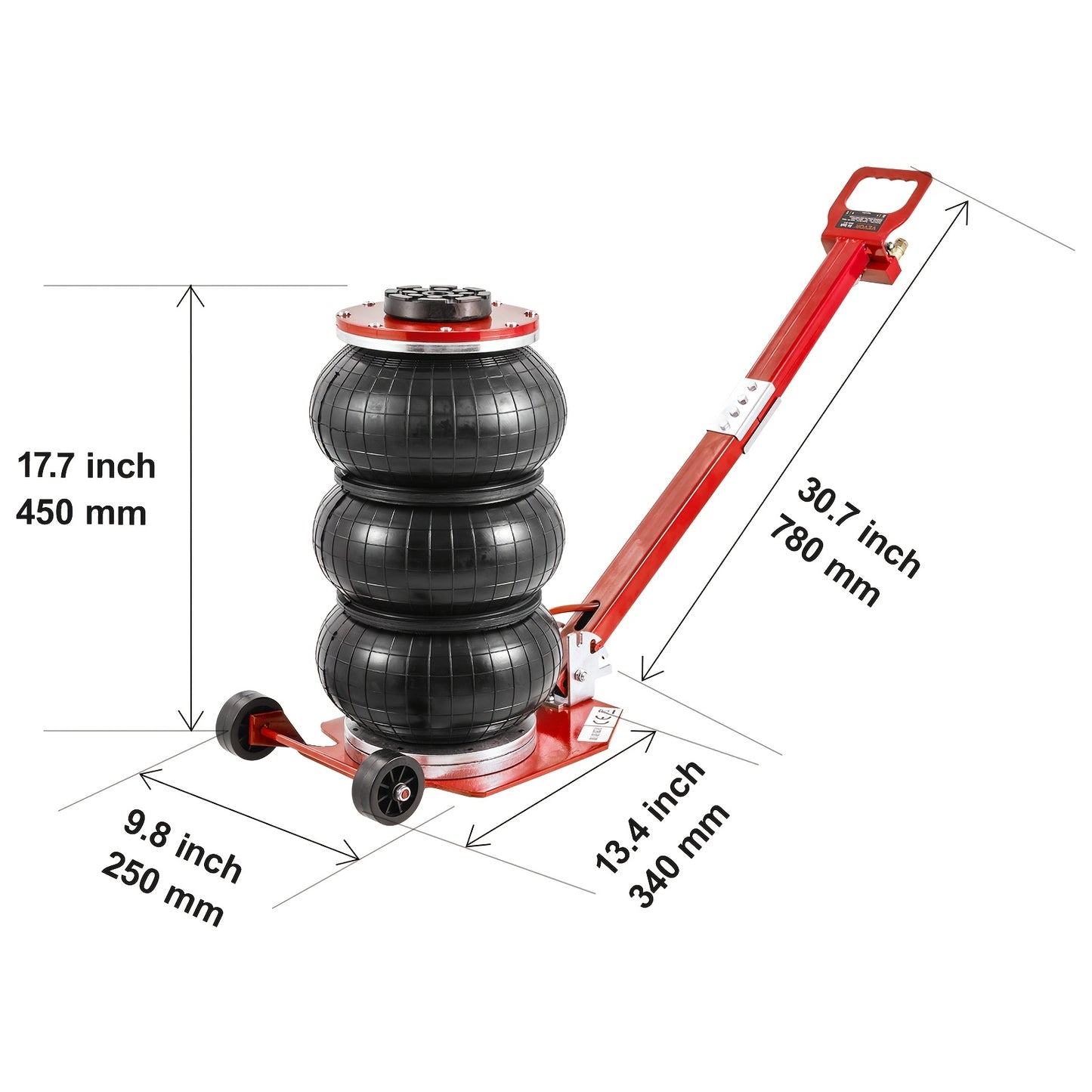 Happybuy 3 Ton Red Aluminum Pneumatic Jack 6600 Lbs Lift 17.7 Inch