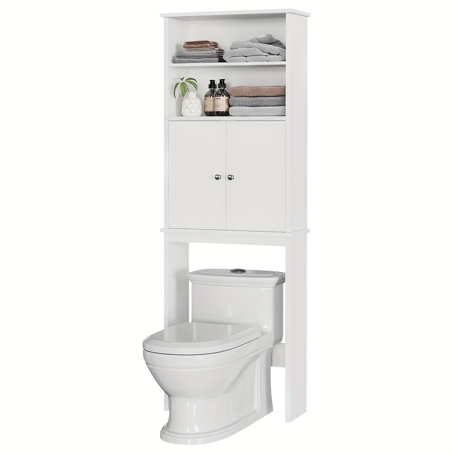 JY QAQA Over The Toilet Storage Cabinet White Space Saver With Adjustable Shelf