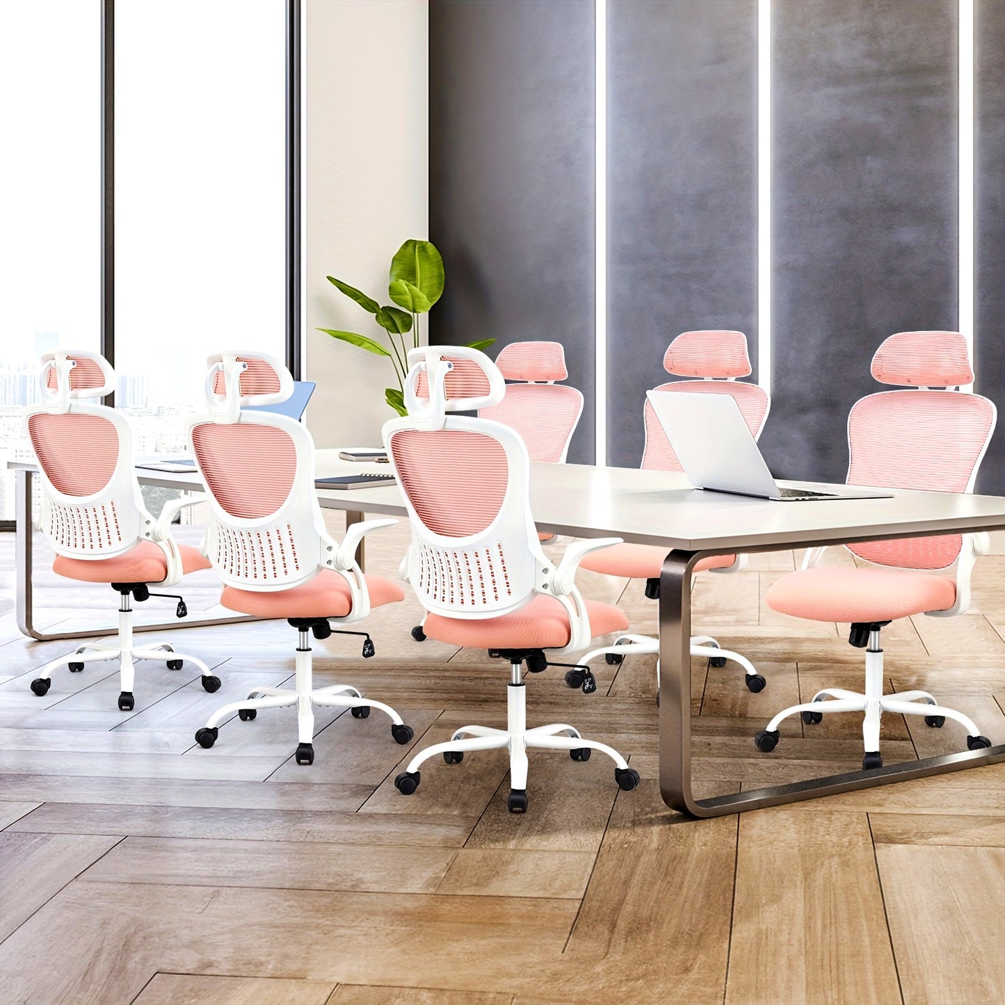 OLIXIS Ergonomic Office Desk Computer Chair, High Back Comfy Swivel Home Gaming Mesh Chairs with Wheels, Adjustable Headrest, Comfortable Lumbar Support, Flip-up Arms, 144° Tilt for Study