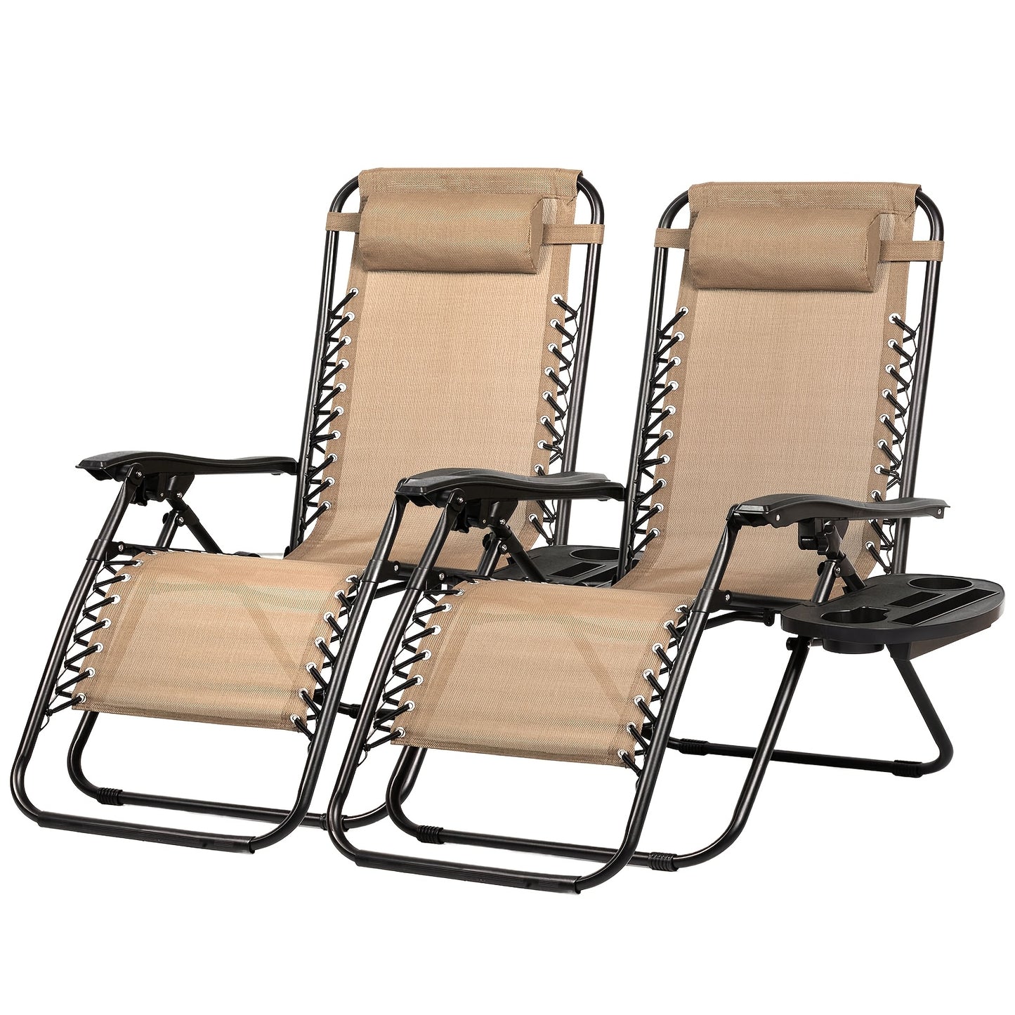 2 Pack Zero Gravity Patio Recliners With Head Support Alloy Steel Frame