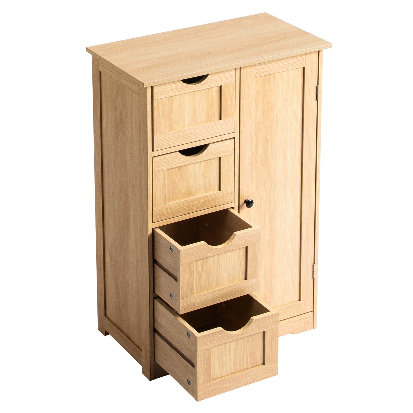 4 Drawer Bathroom Vanity Cabinet With Door Natural Wood Laminate 56x30x80cm