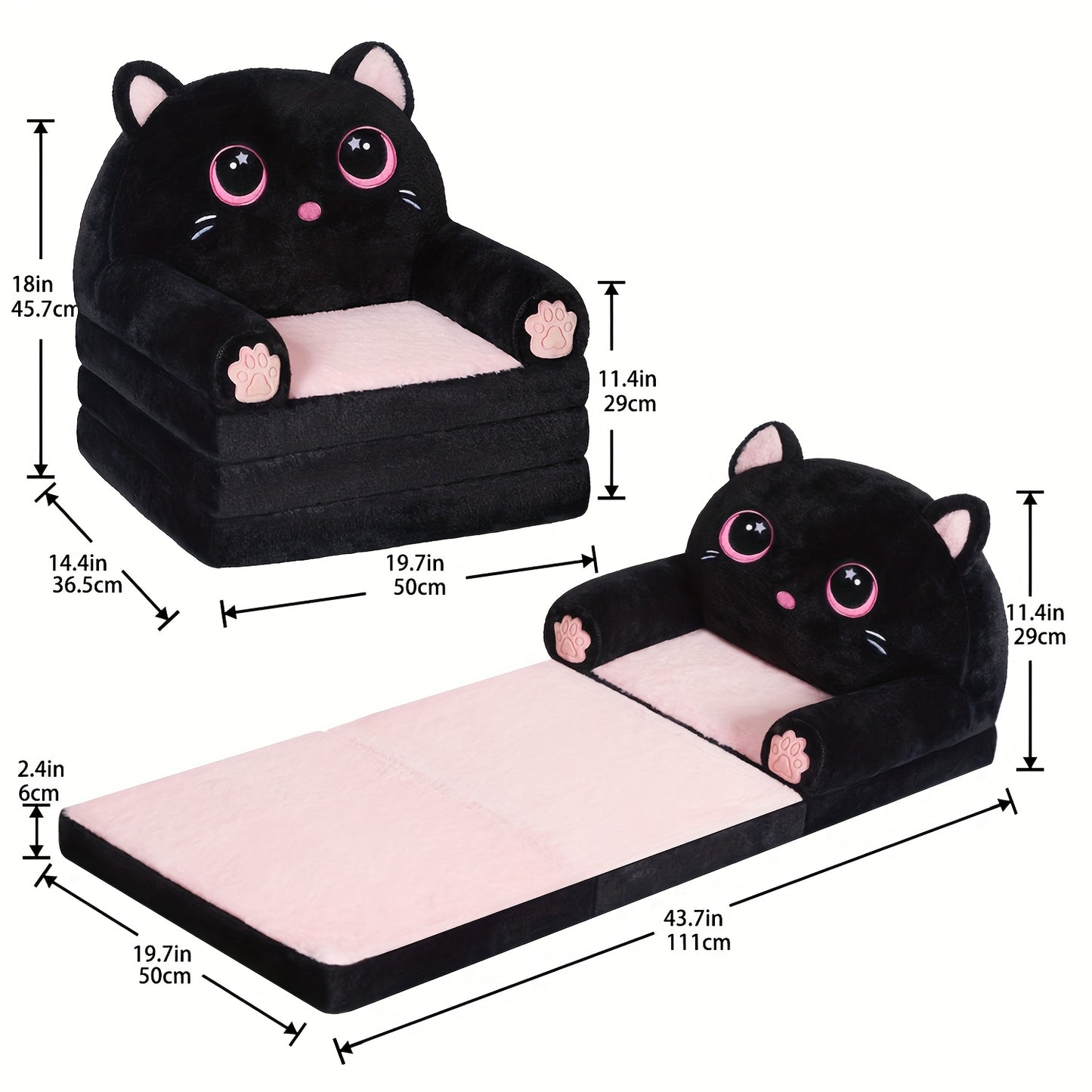 Foldable Multifunctional Sofa Comfortable Teenager Foldable Sofa With Pillow - Plush, Washable Lounge Chair For Playrooms And Kids Rooms Polyester/Memory Foam