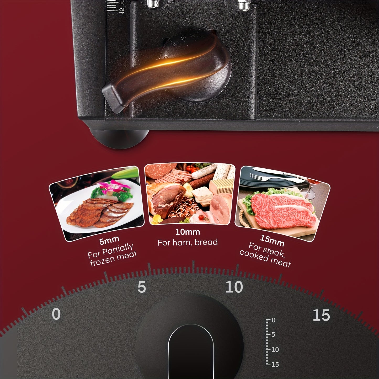 200W Electric Meat Slicer Stainless Steel 7.5 Inch Removable Blade Black